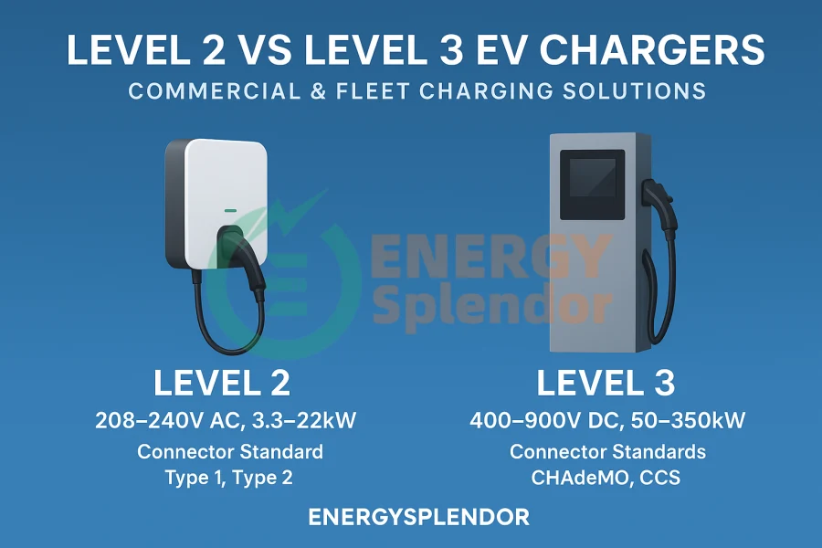 Energy Splendor Level 2 and Level 3 EV Chargers for commercial use, wholesale and supply to USA, Canada, Brazil, Argentina, South Africa, Nigeria, India, China, Germany, France, UK, Spain, Italy