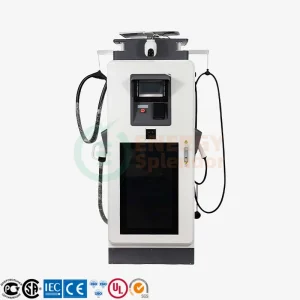 82kW Level 3 Dual-Gun Solar Hybrid EV Fast Charging Station with 60kW DC + 22kW AC Output and Camera – Energy Splendor commercial and fleet EV charger for North and South America