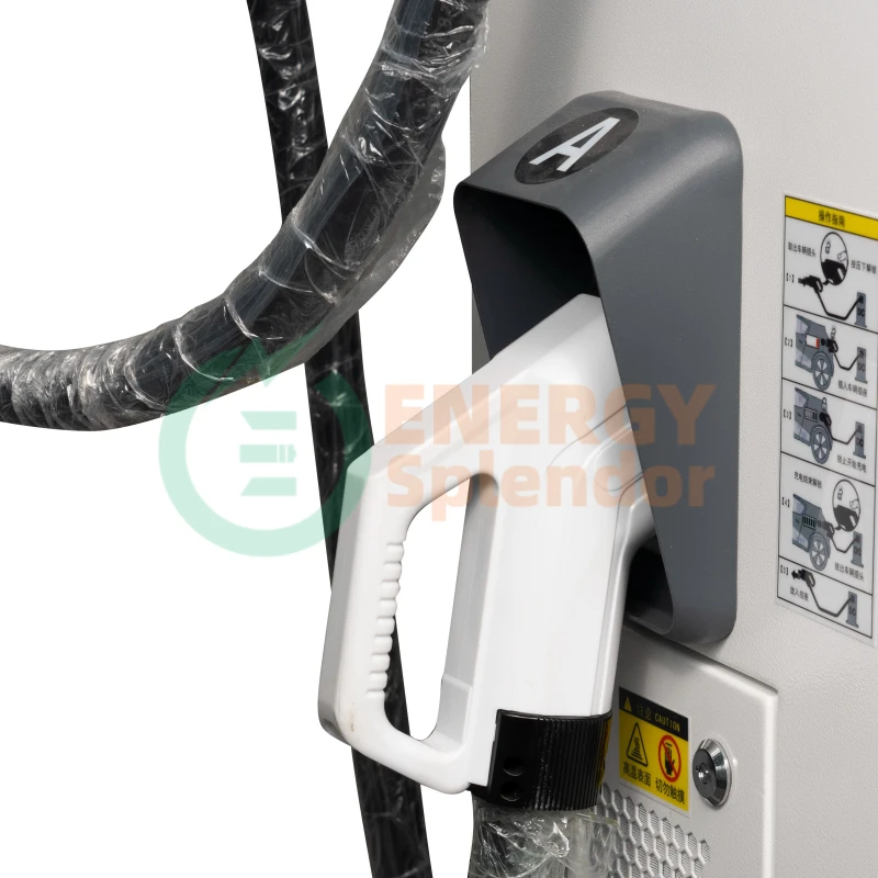 82kW Level 3 Floor-Mounted Solar AC/DC Fast EV Charging Station with Dual Guns and Integrated Camera – Energy Splendor commercial and fleet EV charger for North and South America