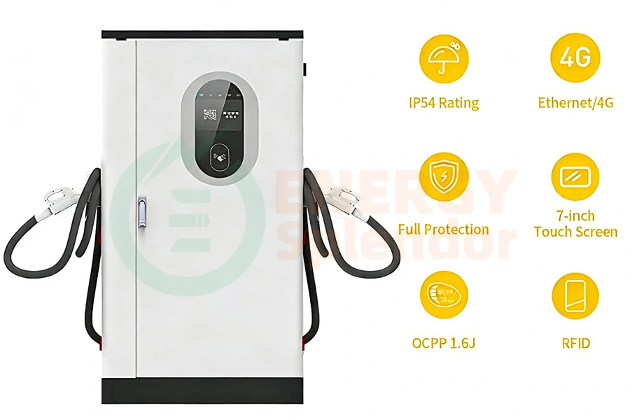 360kW Dual-Port DC Fast EV Charger by Energy Splendor for commercial fleets, wholesale, and OEM supply in North America, South America, and Australia
