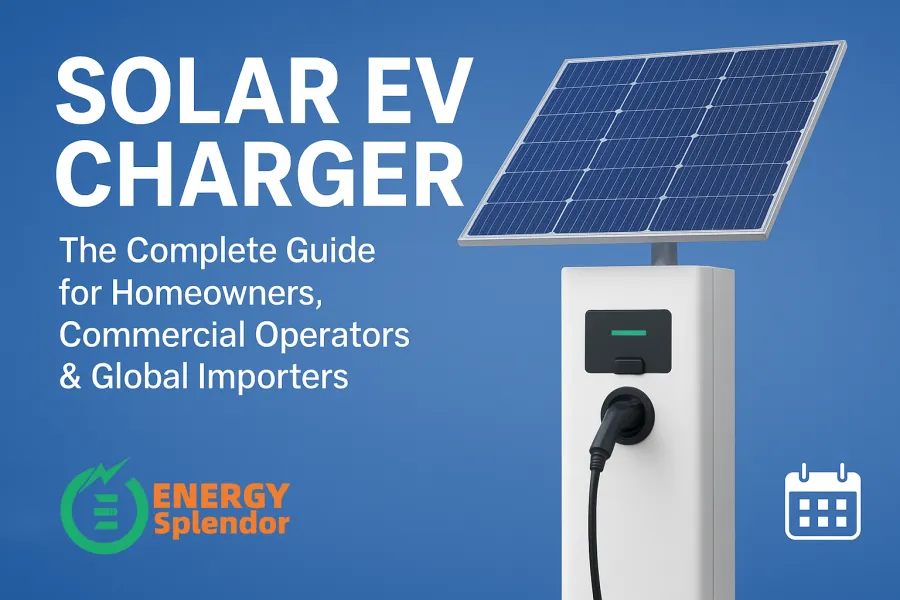 Energy Splendor solar EV charger complete guide for homes, businesses, and global importers — manufacturer and factory offering wholesale and custom solar EV charging solutions for the USA, Canada, Brazil, Argentina, Mexico, Venezuela, Australia, Germany, Russia, South Africa, and the UAE.