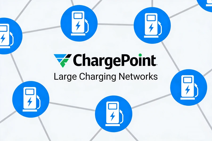 ChargePoint largest commercial EV charging network with Level 2 charging stations for offices, workspaces, and public parking infrastructure in 2026