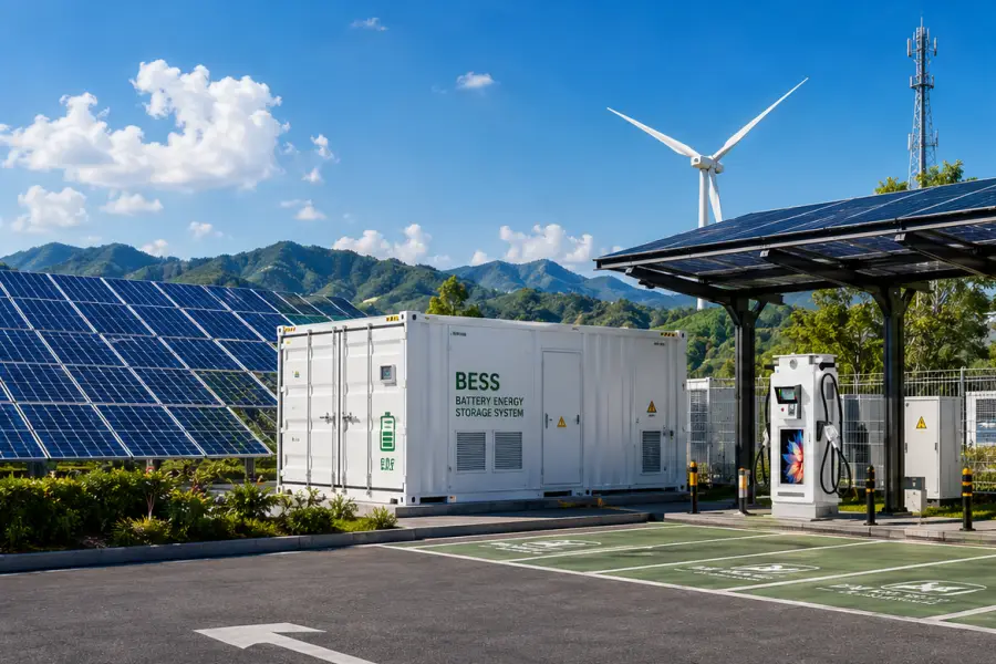Energy Splendor integrated microgrid EV charging station with solar PV and battery energy storage system