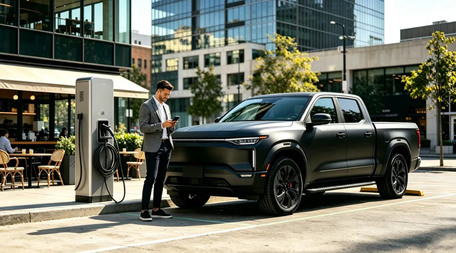 Commercial EV charging stations for business parking lots and corporate fleet charging with 60kW to 1440kW DC fast chargers, multiple charging bays, smart load management, and energy management systems