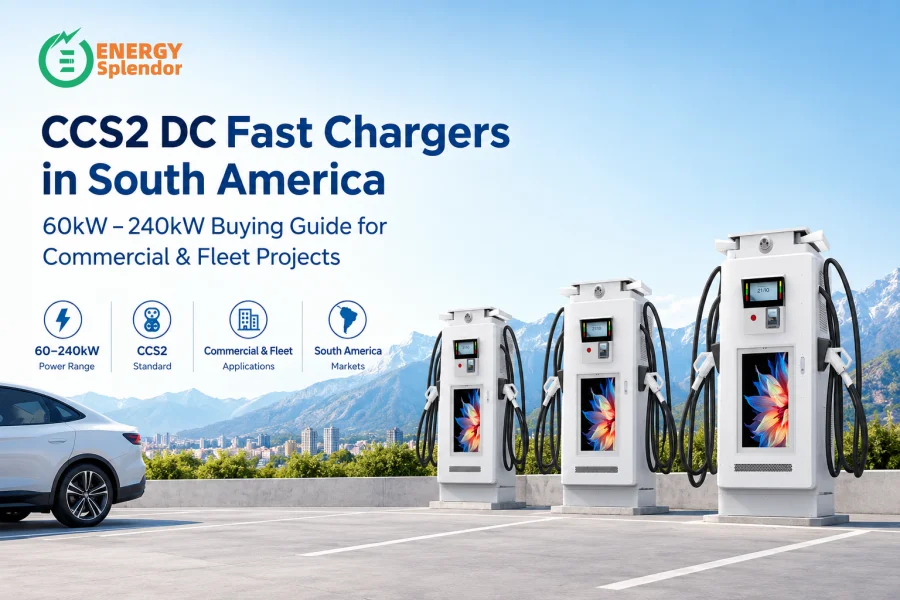 CCS2 DC fast chargers in South America, 60kW–240kW commercial EV charging stations for fleet and high-power charging projects