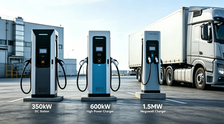 350kW to 1.5MW High-Power DC Fast Chargers for Commercial Electric Truck Depot Charging and Megawatt EV Charging Infrastructure