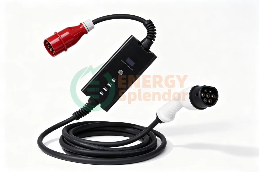 Level 1 EV charger cable with heavy-duty AC plug and EV charging connector for 120V home charging