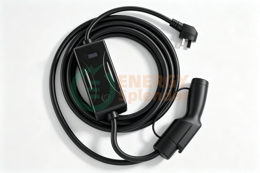Level 1 EV charging cable with 120V household plug for convenient home electric vehicle charging