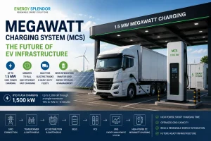 Megawatt Charging System (MCS) with 1.5MW High-Power EV Charger Infrastructure for Electric Heavy-Duty Semi-Trucks and Logistics Fleet Charging